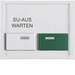 12997109 Centre plate with white + green button Berker K.1, polar white glossy