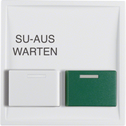 12999909 Centre plate with white + green button Berker S.1/B.3/B.7, polar white matt