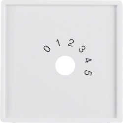 13016089 Centre plate with imprint "0 - 1 - 2 - 3 - 4 - 5" for small sound system Berker Q.1/Q.3/Q.7/Q.9, polar white velvety