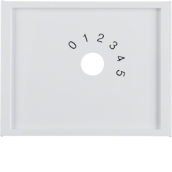 13017109 Centre plate with imprint "0 - 1 - 2 - 3 - 4 - 5" for small sound system Berker K.1, polar white glossy
