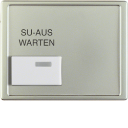 13089004 Centre plate with white button and imprint Berker Arsys,  stainless steel matt,  lacquered