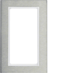 13093609 Frame with large cut-out Berker B.7, Stainless steel/polar white matt,  metal brushed
