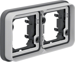 13293505 Frame 2gang horizontal for flush-mounted installation with sealing,  Berker W.1, light grey matt