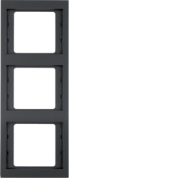 13337006 Frame 3gang vertical Berker K.1, anthracite matt,  lacquered