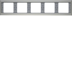 13937004 Frame 5gang horizontal Berker K.5, stainless steel,  metal matt finish
