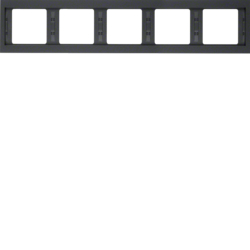 13937006 Frame 5gang horizontal Berker K.1, anthracite matt,  lacquered