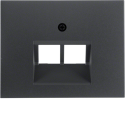 14097006 Centre plate for FCC socket outlet 2gang Berker K.1, anthracite matt,  lacquered