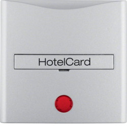 16401404 Centre plate with imprint for push-button for hotel card with red lens,  Berker S.1/B.3/B.7, aluminium,  matt,  lacquered