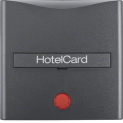 16401606 Centre plate with imprint for push-button for hotel card with red lens,  Berker S.1/B.3/B.7, anthracite,  matt