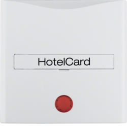 16401909 Centre plate with imprint for push-button for hotel card with red lens,  Berker S.1/B.3/B.7, polar white matt