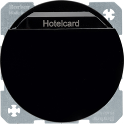 16402045 Relay switch with centre plate for hotel card Berker R.1/R.3/R.8, black glossy