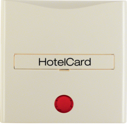 16408982 Centre plate with imprint for push-button for hotel card with red lens,  Berker S.1/B.3/B.7, white glossy