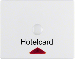 16410069 Centre plate with imprint for push-button for hotel card with red lens,  Berker Arsys,  polar white glossy