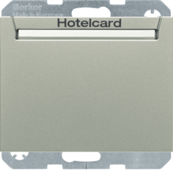 16417114 Relay switch with centre plate for hotel card Berker K.5, stainless steel lacquered