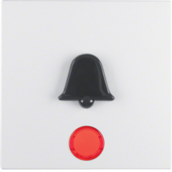 16511959 Rocker for accessible construction with tactile symbol for bell,  red lens,  Berker S.1/B.3/B.7, polar white matt