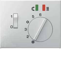 16727109 Centre plate for thermostat for underfloor heating pivoted,  Setting knob,  Berker K.1, polar white glossy