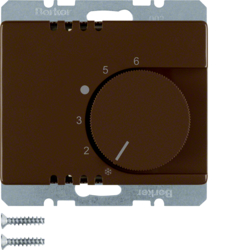 20260001 Thermostat,  change-over contact,  with centre plate Berker Arsys,  brown glossy