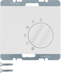 20267109 Thermostat,  change-over contact,  with centre plate Berker K.1, polar white glossy