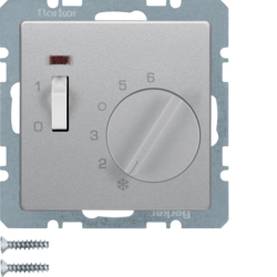 20306084 Temperature controller,  NC contact,  with centre plate with rocker switch,  Berker Q.1/Q.3/Q.7/Q.9