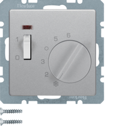 20316084 Temperature controller,  NC contact,  with centre plate,  24 V AC/DC with rocker switch,  Berker Q.1/Q.3/Q.7/Q.9