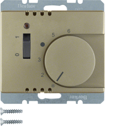 20319011 Temperature controller,  NC contact,  with centre plate,  24 V AC/DC with rocker switch,  Berker Arsys,  light bronze matt,  lacquered