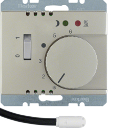 20349004 Thermostat,  NO contact,  with centre plate,  for underfloor heating with rocker switch,  external temperature sensor,  Berker Arsys,  stainless steel matt,  lacquered