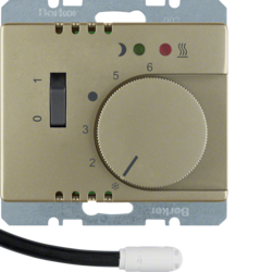 20349011 Thermostat,  NO contact,  with centre plate,  for underfloor heating with rocker switch,  external temperature sensor,  Berker Arsys,  light bronze matt,  lacquered