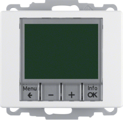 20440069 Thermostat,  NO contact,  with centre plate Time-controlled,  Berker Arsys,  polar white glossy