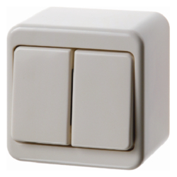 300840 Surface-mounted double change-over switch,  isolated input terminals Surface-mounted,  white glossy