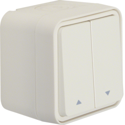 30753522 Blind series switch 1pole with imprinted symbol arrow surface-mounted Berker W.1, polar white matt