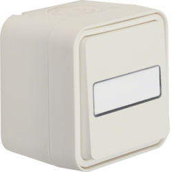 30763552 Change-over switch surface-mounted with labelling field - illuminated,  Berker W.1, polar white matt