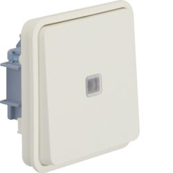 30863522 Illuminated change-over switch insert with rocker surface-mounted/flush-mounted with lens,  Berker W.1, polar white matt