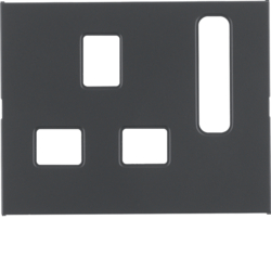3313077006 Centre plate for socket outlets,  British Standard,  can be switched off Berker K.1, anthracite matt,  lacquered