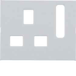 3313077009 Centre plate for socket outlets,  British Standard,  can be switched off Berker K.1, polar white glossy