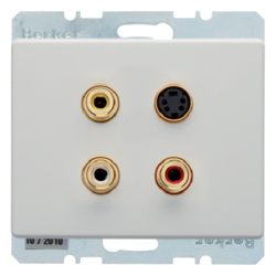3315320069 3 x Cinch/S-Video socket outlet Berker Arsys,  polar white glossy