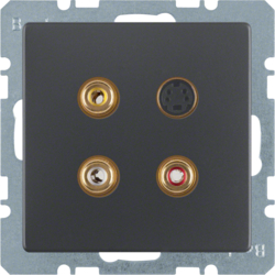 3315326086 3 x Cinch/S-Video socket outlet Berker Q.1/Q.3/Q.7/Q.9, anthracite velvety,  lacquered