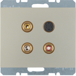 3315327004 3 x Cinch/S-Video socket outlet Berker K.5, stainless steel matt,  lacquered