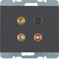 3315327006 3 x Cinch/S-Video socket outlet Berker K.1, anthracite matt,  lacquered