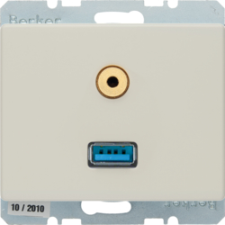 3315390002 USB/3.5 mm audio socket outlet Berker Arsys,  white glossy