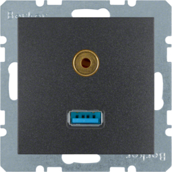 3315391606 USB/3.5 mm audio socket outlet anthracite,  matt