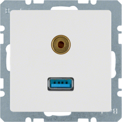 3315396089 USB/3.5 mm audio socket outlet polar white velvety