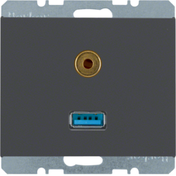 3315397006 USB/3.5 mm audio socket outlet Berker K.1, anthracite matt,  lacquered