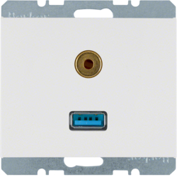 3315397009 USB/3.5 mm audio socket outlet Berker K.1, polar white glossy