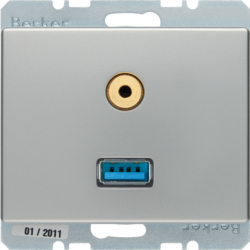 3315399004 USB/3.5 mm audio socket outlet Berker Arsys,  stainless steel matt,  lacquered