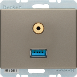 3315399011 USB/3.5 mm audio socket outlet Berker Arsys,  light bronze matt,  lacquered