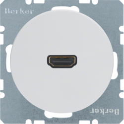 3315432089 High definition socket outlet with 90° plug connection Berker R.1/R.3/R.8, polar white glossy