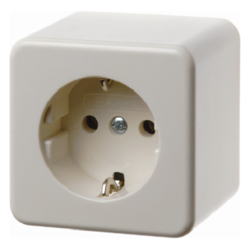 40009940 SCHUKO socket outlet surface-mounted with screw terminals,  Surface-mounted,  white glossy