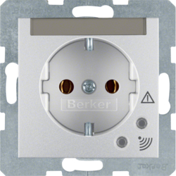 41081404 SCHUKO socket outlet with overvoltage protection with labelling field,  Screw terminals,  Berker S.1/B.3/B.7, aluminium,  matt,  lacquered