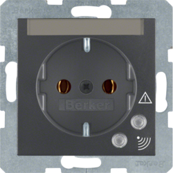 41081606 SCHUKO socket outlet with overvoltage protection with labelling field,  Screw terminals,  Berker S.1/B.3/B.7, anthracite,  matt