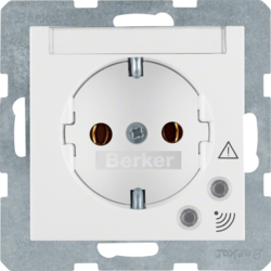 41081909 SCHUKO socket outlet with overvoltage protection with labelling field,  Screw terminals,  Berker S.1/B.3/B.7, polar white matt